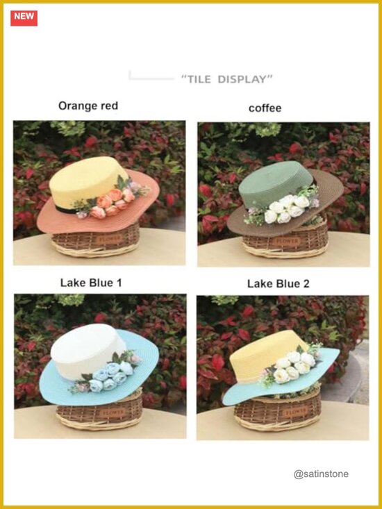 Handmade Wide Brim Sun Straw Hat with Flower - UV Protection, Foldable main image 6